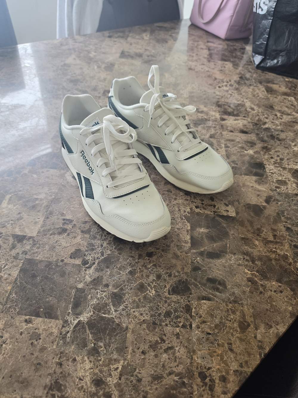 Reebok Men’s White Sneakers with Navy Accents